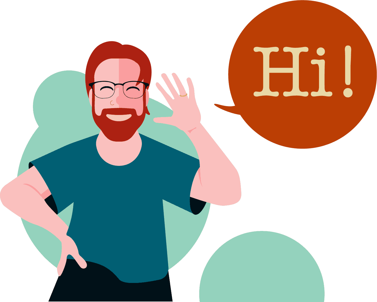 Cartoon of Stefan Vosloo waving with a speech bubble saying 'Hi!'